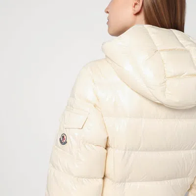 Moncler White Down Jacket In Lacquered Nylon
