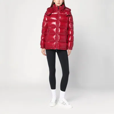 Moncler Ruby Red Down Jacket In Lacquered Nylon