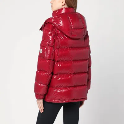Moncler Ruby Red Down Jacket In Lacquered Nylon