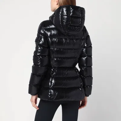 Moncler Black Down Jacket In Lacquered Nylon In Black