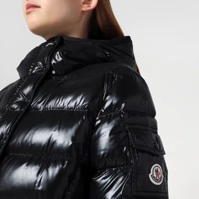 Moncler Black Down Jacket In Lacquered Nylon In Black