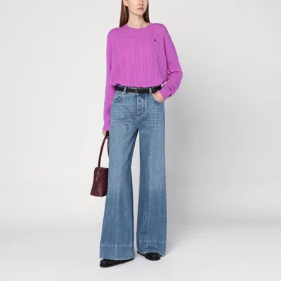 Polo Ralph Lauren Purple Cable-knit Sweater In Wool And Cashmere In Purple