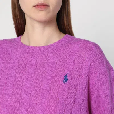 Polo Ralph Lauren Purple Cable-knit Sweater In Wool And Cashmere In Purple