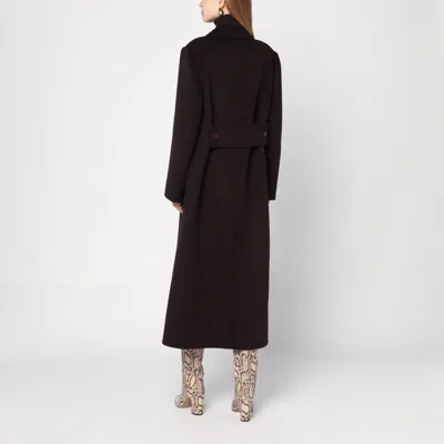 Victoria Beckham Brown Double-breasted Coat In Wool And Cashmere