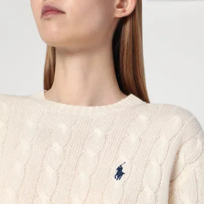 Polo Ralph Lauren Cream-colored Cable-knit Sweater In Wool And Cashmere