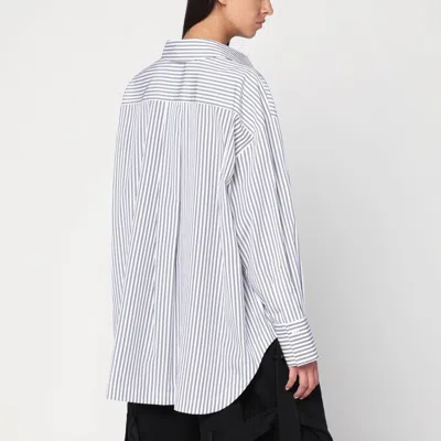 Attico Striped Cotton Shirt With Long Sleeves In Blue