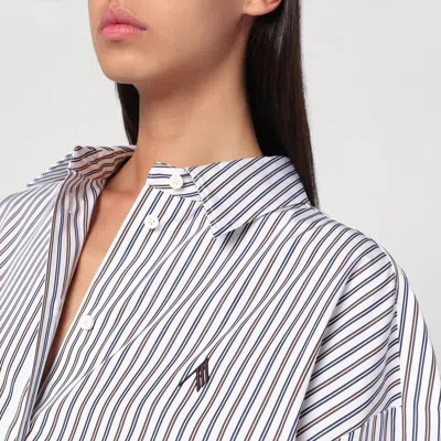 Attico Striped Cotton Shirt With Long Sleeves In Blue