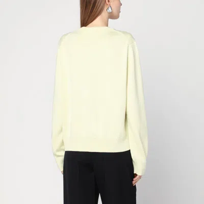 Jil Sander Light Yellow Cardigan With Floral Embroidery Women In Yellow
