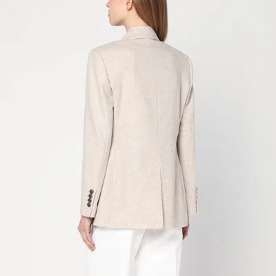 Brunello Cucinelli Beige Double-breasted Jacket In Wool And Cashmere