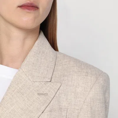 Brunello Cucinelli Beige Double-breasted Jacket In Wool And Cashmere