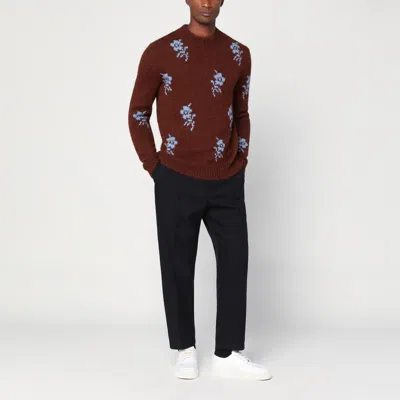 Jil Sander Brick-coloured Alpaca Sweater With Embroidery In Orange
