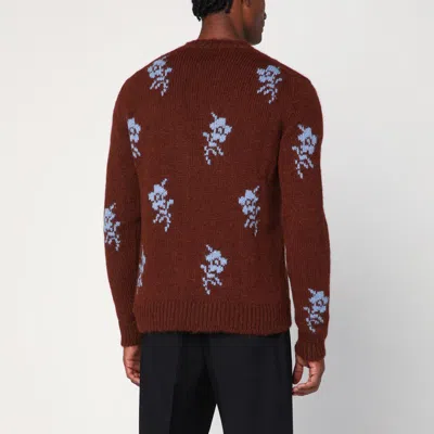 Jil Sander Brick-coloured Alpaca Sweater With Embroidery In Orange