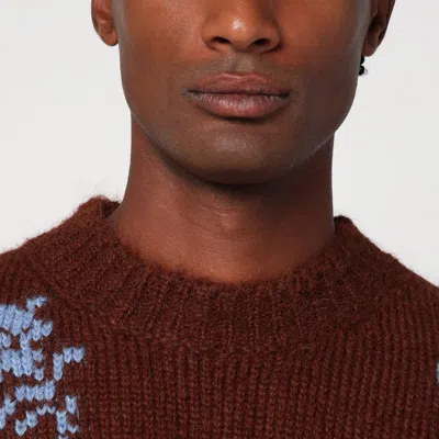 Jil Sander Brick-coloured Alpaca Sweater With Embroidery In Orange