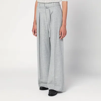 Brunello Cucinelli Wide Grey Trousers In Wool And Cashmere