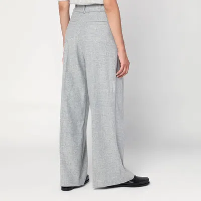 Brunello Cucinelli Wide Grey Trousers In Wool And Cashmere