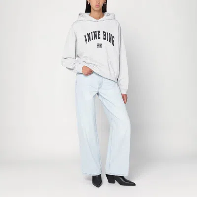 Anine Bing Harvey Logo Print Hooded Sweatshirt In White