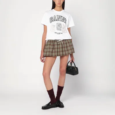 Ganni White T-shirt With Logo Print Women In White