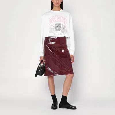 Ganni White Sweater With Logo Print In White
