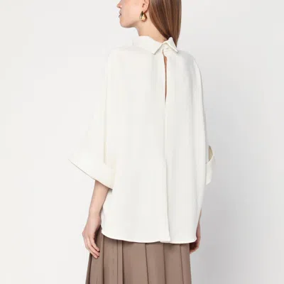 Mark Kenly Domino Tan Ivory Bailee Blouse In Crêpe Georgette