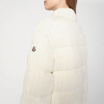 Moncler White Puffer Jacket With Braids In Cotton Blend