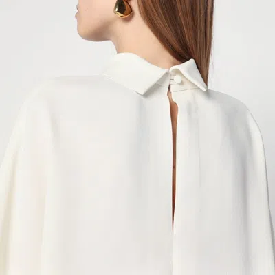 Mark Kenly Domino Tan Ivory Bailee Blouse In Crêpe Georgette