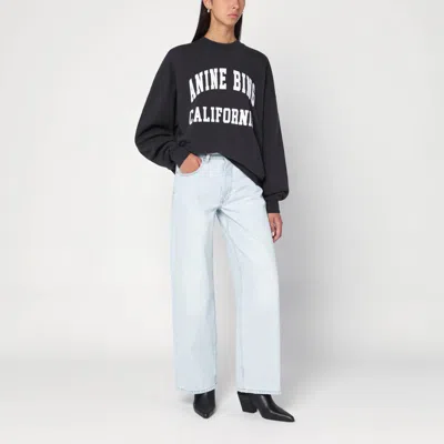 Anine Bing Miles Washed Black Cotton Sweatshirt In Black