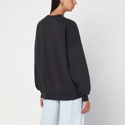 Anine Bing Miles Washed Black Cotton Sweatshirt In Black