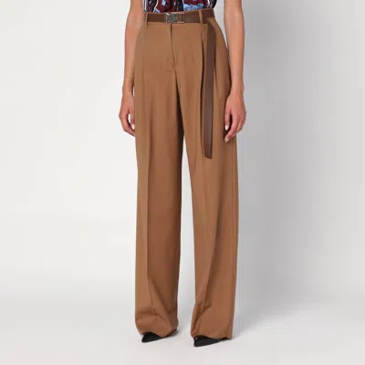 Max Mara Hazelnut Wool Canvas Trousers