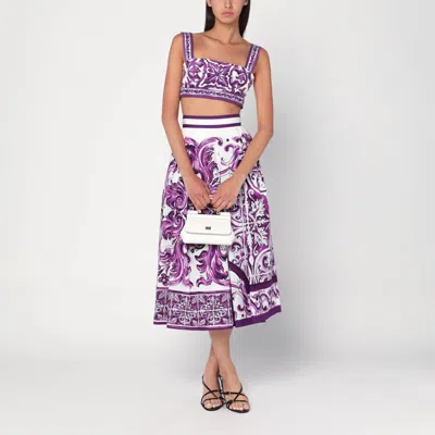 Dolce & Gabbana Women Maiolica Print Poplin Bralette Top In Purple