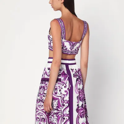 Dolce & Gabbana Women Maiolica Print Poplin Bralette Top In Purple