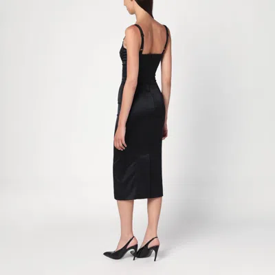 Dolce & Gabbana Satin Bustier Longuette Dress In Black