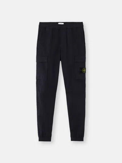 Stone Island Regular-tapered-fit Cargo Pants With Elasticated Waistband In Black