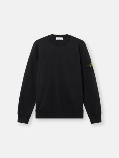 Stone Island Oversized Ribbed Hoodie With Drawstring In Black