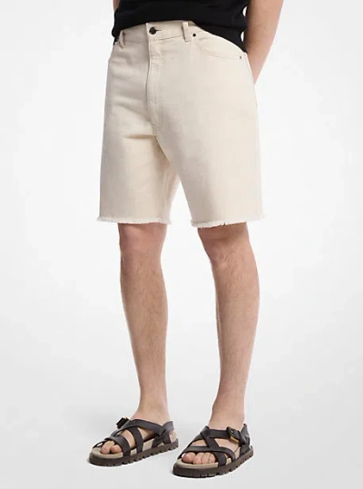 Michael Kors Frayed Denim Shorts In Neutral
