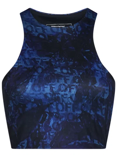 Off-white Printed Aop Crop Top In Blue