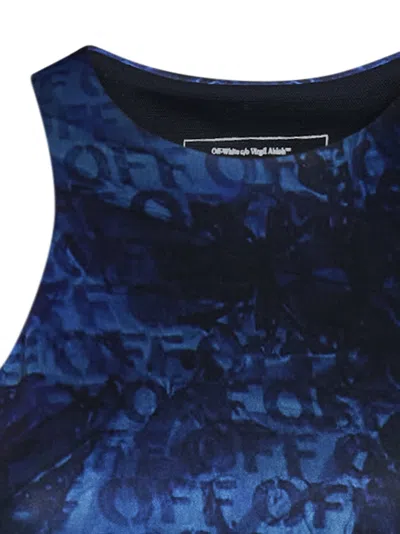 Off-white Printed Aop Crop Top In Blue