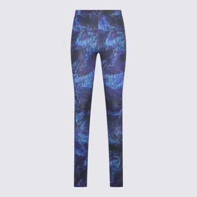 Off-white Blue Sleek Split Leggings Pants In Blue