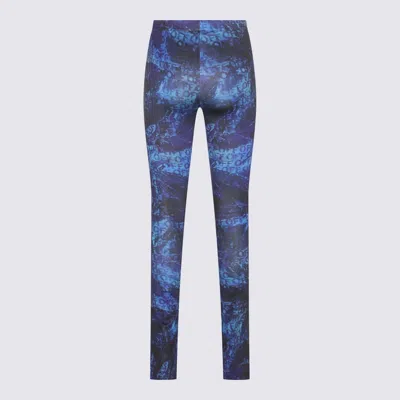 Off-white Blue Sleek Split Leggings Pants In Blue