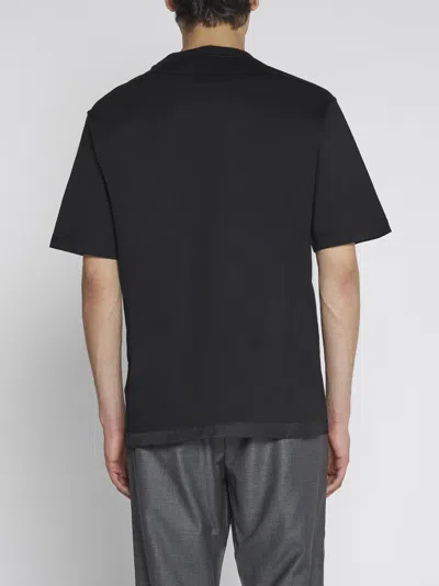 Prada Short Sleeve Crew Neck T-shirt With Pocket In Black
