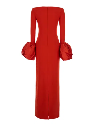 Solace London Talia Maxi Red Dress With Oversized Cuffs In Crepe Woman