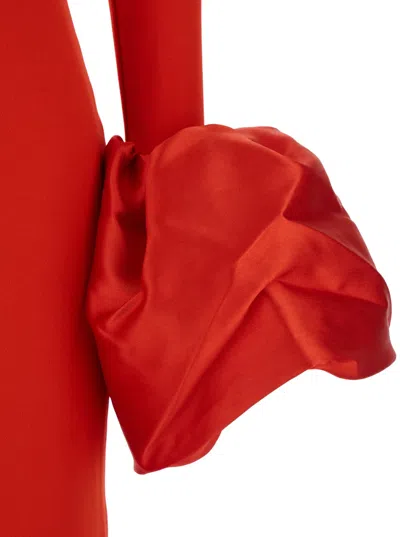 Solace London Talia Maxi Red Dress With Oversized Cuffs In Crepe Woman