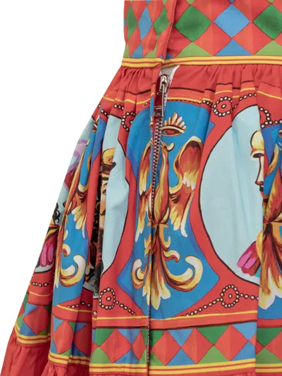 Dolce & Gabbana Gathered Printed Cotton-poplin Mini Skirt In Multi