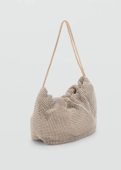 Mango Sac Porté Épaule Strass Or - Femme - Taille Unique -