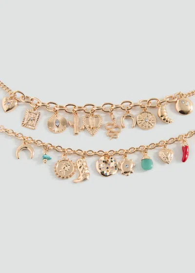 Mango Teen Collier Pendentifs Perles Or - Fille - Taille Unique -