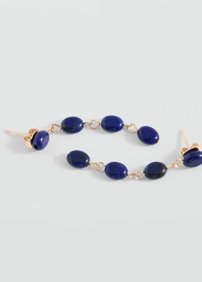 Mango Teen Boucles D'oreilles Pendantes Pierres Bleu Marine - Fille - Taille Unique -