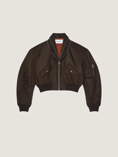 Givenchy Bomber With Zipped Shawl Collar In Nylon In Brown