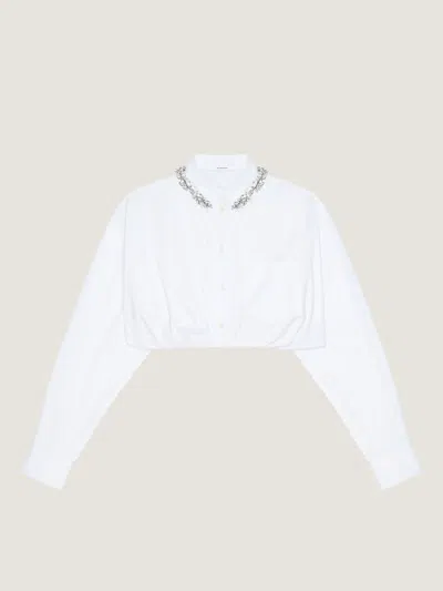 Givenchy Cropped Shirt In Poplin With Crystals