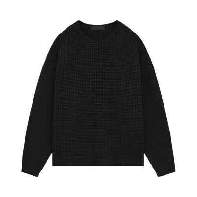 Pre-owned Essentials Fear Of God  Heavy Waffle Crewneck Sweater 'black' | Men's Size S