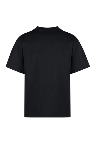 Burberry Black T-shirt With Contrasting Equestrian Knight Print In Cotton Man