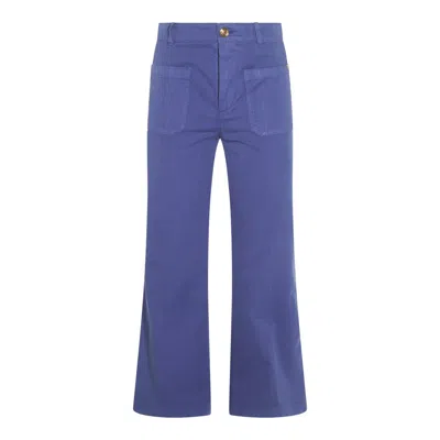 Chloé High Waist Wide Leg Trousers With Belt Loops In Blue